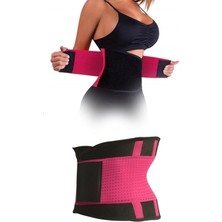 Epilons Hot Belt Termal Sauna Kemer Unisex Terletme Korsesi (Pembe-Siyah)