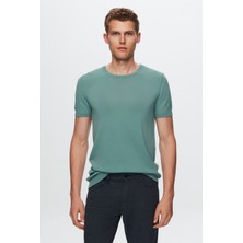 TWN Slim Fit Mint Düz Örgü Rayon Örme T-Shirt 0EF069421003M