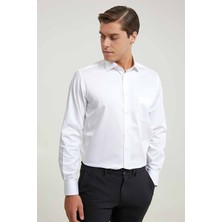 D'S Damat Regular Fit Beyaz Düz Gömlek 2HE02DY05289M