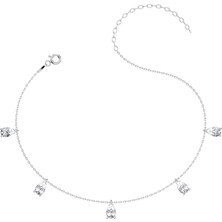 İndigo Takı Damla Taşlı Beyaz Gümüş Halhal