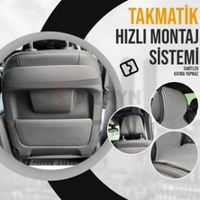 Drs Tuning S-Dizayn Oto Koltuk Koruyucu Kılıf Çizgili Füme Beyaz Universal 2 Parça Ön A+ Kalite