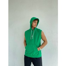 Kinkajou Jordan Baskılı Penye Kumaş Oversize Unisex Kangru Cepli Kapüşonlu Sıfır Kol T-Shirt