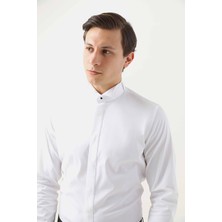 D'S Damat Slim Fit Beyaz Düz Smokin Gömlek 2HSS2DY05546M