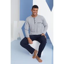 Kly Erkek Uzun Kol Midi Yaka Gri Melanj Pijama Takımı C9T2N5O0