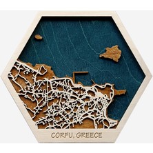Zmapdesign Istediğiniz Yerin Altıgen Ahşap Şehir Haritası, Magnet / Duvar Süsü Kombin (Yeşil)