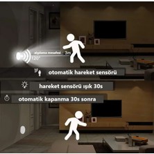 Rultech 1 Adet Harekete Duyarlı Sensörlü Sarjlı Mıknatıslı Gün Işık LED Mutfak, Banyo, Yatak Odası LED Işık Cabinet Aydınlatma Kabinet