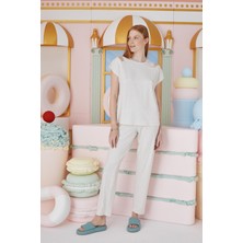 Kadın Kısa Kol Bej Melanj Pijama Takım C1T7N651