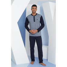 Kly Erkek Uzun Kol Midi Yaka Lacivert Pijama Takımı C9T2N5O7