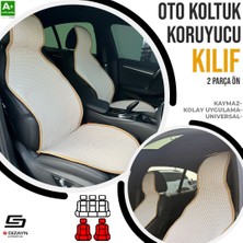 Drs Tuning S-Dizayn Oto Koltuk Koruyucu Kılıf Krem Universal 2 Parça Ön A+ Kalite