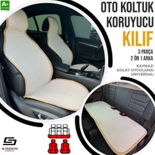 Drs Tuning S-Dizayn Oto Koltuk Koruyucu Kılıf Krem Universal 2+1 Parça Ön Arka A+ Kalite