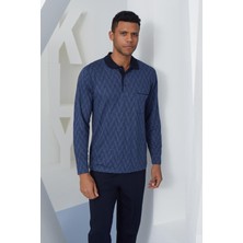 Kly Erkek Uzun Kol Polo Yaka Indigo Pijama Takımı C9T2N4O7