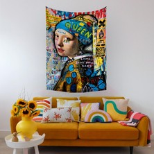 Vagonik Pop Art Johannes Vermeer Inci Küpeli Kız 2 Grafiti Duvar Örtüsü Halısı