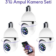 Epilons 3 Lü Kamera Seti Wifi 360 Derece Panoramik Ampul Kamera Güvenlik Kamerası Gece Görüşlü Sesli