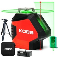 Kobb Yatay 360° ve Dikey Otomatik Hizalamalı Nokta Şakül ve Yeşil Çapraz Çizgi Lazer Distomat 25 mt + Tripod