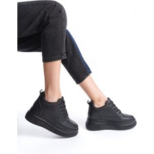 She Kadın Içten Gizli Topuklu Siyah Spor Ayakkabı Sneaker