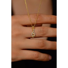 Roza Silver Zirkon Taşlı Gold Sol Anahtarı Minimal Gümüş Kolye