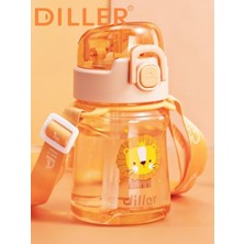 Diller Tritan Silikon Pipetli  Karikatürlü Matara  550 ml