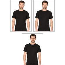 Özkan Underwear Özkan 0116 3'Lü Paket Erkek Ribana Esnek Rahat Kapalı Yaka Yarım Kol Atlet Fanila