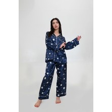 Saten Elegant Pijama Lüks Dekolteli Pijama Detaylı 4'lü Takım