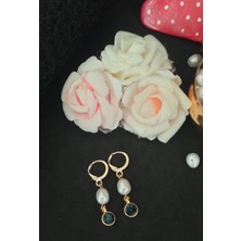 İnci Mode 24K Altın Kaplama Inci Zirkon Taşlı Kırmızı Küpe