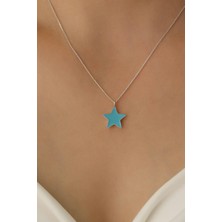 Nox Jewelry 925 Ayar Gümüş Turkuaz Mineli Yıldız Kolye