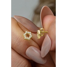 Nereze 925 Ayar Gümüş Gold Kaplama Minimal Altıgen Model Küpe