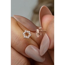 Nereze 925 Ayar Gümüş Rose Kaplama Minimal Altıgen Model Küpe