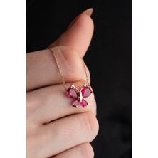 Nereze 925 Ayar Gümüş Kırmızı Zirkon Taşlı Yusufcuk Kolye