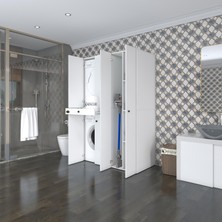 Kenzlife  Çamaşır-Kurutma Makinesi Dolabı Şahrur Sağ Byz 187*120*60 Çekmeceli Banyo