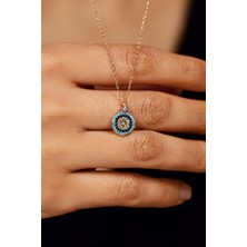 Erdobia Mix Taşlı Rose Nazar Boncuğu Minimal Gümüş Kolye N10125