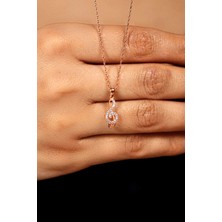 Erdobia Zirkon Taşlı Rose Sol Anahtarı Minimal Gümüş Kolye