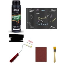 Glance Rich Chalkboard Kara Tahta Boyası 500 cc Siyah Rulo Zımpara Fırça Set