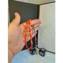 Anemore Collection Toz Kehribar Tesbih Açık Kırmızı Renk T-42