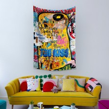 Vagonik Pop Art Gustav Klimt The Kiss Öpücük Grafiti Duvar Örtüsü Halısı