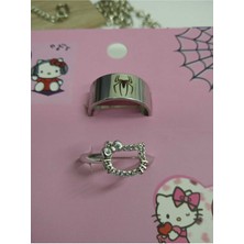 Shopiolog Hello Kitty Spiderman Sevgili Çift Arkadaşlık Yüzük (Ayarlanabilir Yüzük) Çift Yüzük (2 Adet Yüzük )