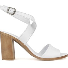 Ziya Ziya, Kadın Hakiki Deri Topuklu Sandalet 1411020Z1708 Beyaz