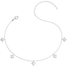 İndigo Takı Sıralı Tek Taş Beyaz Gümüş Halhal