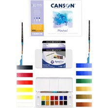 Glance Canson Montval Defter 300GR 12 Yp 18*25CM Daler Rowney Aquafine Travel Set 12 Renk Sulu Boya