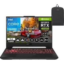 Asus Tuf Gaming F15 FX507VU-LP258 13. Nesil Intel I7-13620H 96GB Ddr5 Ram  4tb SSD WINDOWS11PRO 15.6 Inç Fhd 144Hz 6gb RTX4050 140W Taşınabilir Bilgisayar FX507VU-LP25848+WEBLEGELSINÇANTA