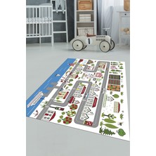 Evdeya Kaymaz Taban Yıkanabilir Trafik Eğitici Çocuk Odası Oyun Halısı, Çocuk-07-Beyaz,