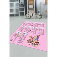 Evdeya Dijital Baskılı Kaymaz Yıkanabilir Çarpım Tablosu Desenli Çocuk Odası Halısı, Çocuk-05-Pembe,
