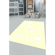 Evdeya Dijital Baskılı Kaymaz Yıkanabilir Bulut Desenli Çocuk Odası Halısı, Çocuk-08-Sarı,