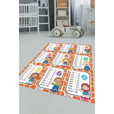 Evdeya Çarpım Tablosu Temalı Yıkanabilir Eğitici Çocuk Odası Oyun Halısı, Çocuk-45-Turuncu,