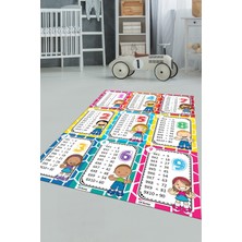 Evdeya Çarpım Tablosu Temalı Yıkanabilir Eğitici Çocuk Odası Oyun Halısı, Çocuk-45-Renkli,