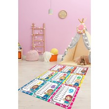 Evdeya Çarpım Tablosu Temalı Yıkanabilir Eğitici Çocuk Odası Oyun Halısı, Çocuk-45-Renkli,