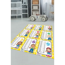 Evdeya Çarpım Tablosu Temalı Yıkanabilir Eğitici Çocuk Odası Oyun Halısı, Çocuk-45-Sarı,