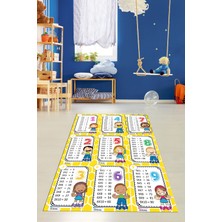 Evdeya Çarpım Tablosu Temalı Yıkanabilir Eğitici Çocuk Odası Oyun Halısı, Çocuk-45-Sarı,