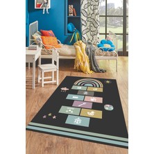 Evdeya Dijital Baskılı Kaymaz Yıkanabilir Sek Sek Eğitici Çocuk Odası Oyun Halısı, Çocuk-31-Antrasit,