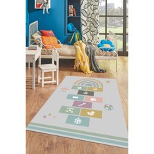 Evdeya Dijital Baskılı Kaymaz Yıkanabilir Sek Sek Eğitici Çocuk Odası Oyun Halısı, Çocuk-31-Gri,