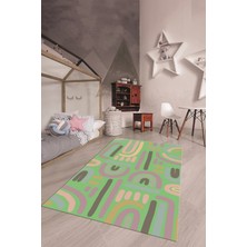 Evdeya Dijital Baskılı Kaymaz Taban Yıkanabilir Renkli Çocuk Odası Halısı, Çocuk-26-Yeşil,